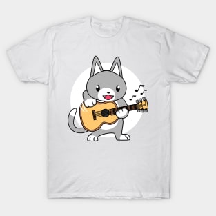 CAT PLAY GUITAR CARTOON T-Shirt